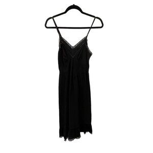 Charmode Slip Dress Lingerie Solid Black Midi Size 36 Medium